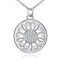 Big Round Circle 925 Sterling Silver Pendants Jóias Blue CZ